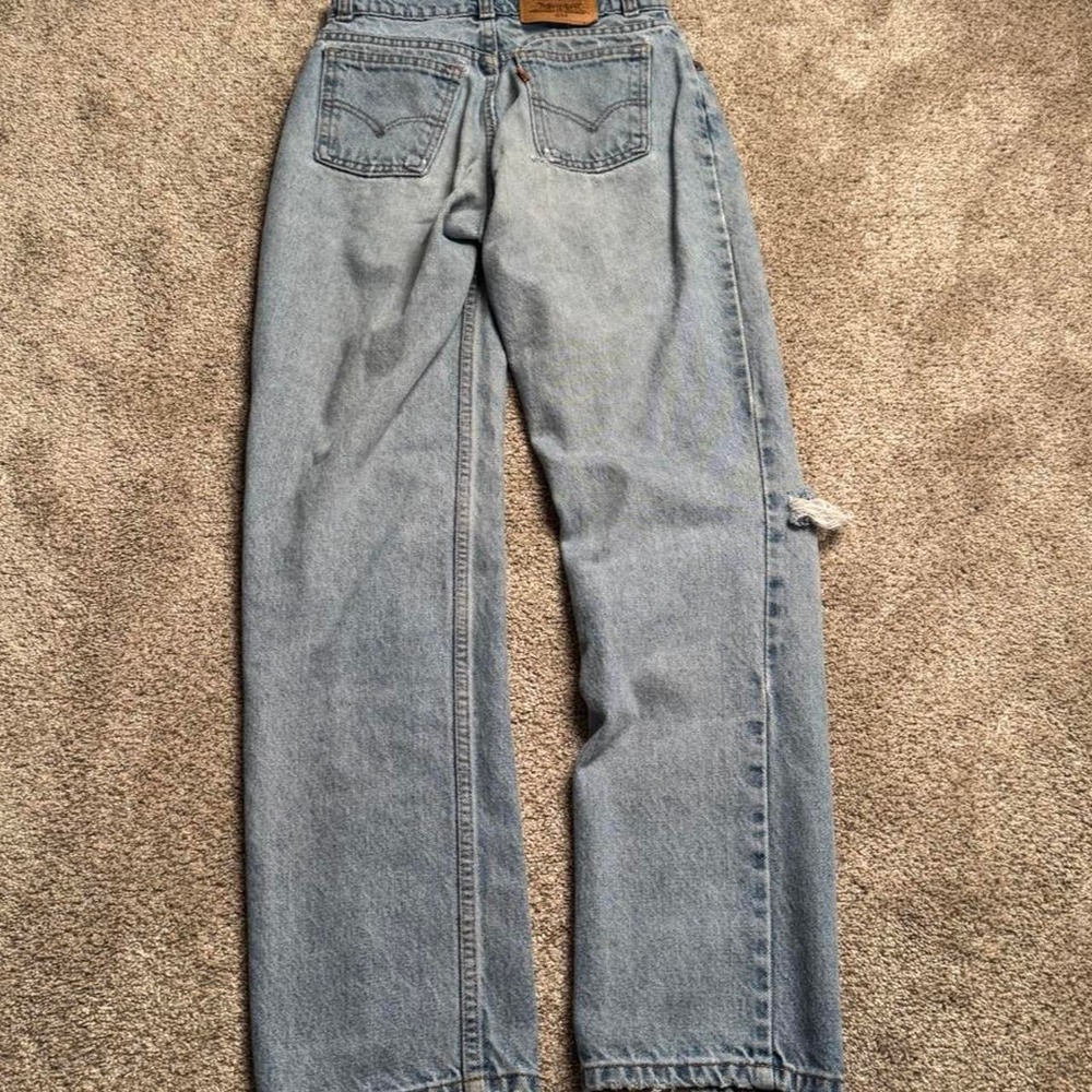 VINTAGE LEVI'S ORANGE TAB LIGHT WASH DISTRESSED STRAIGHT LEG DENIM